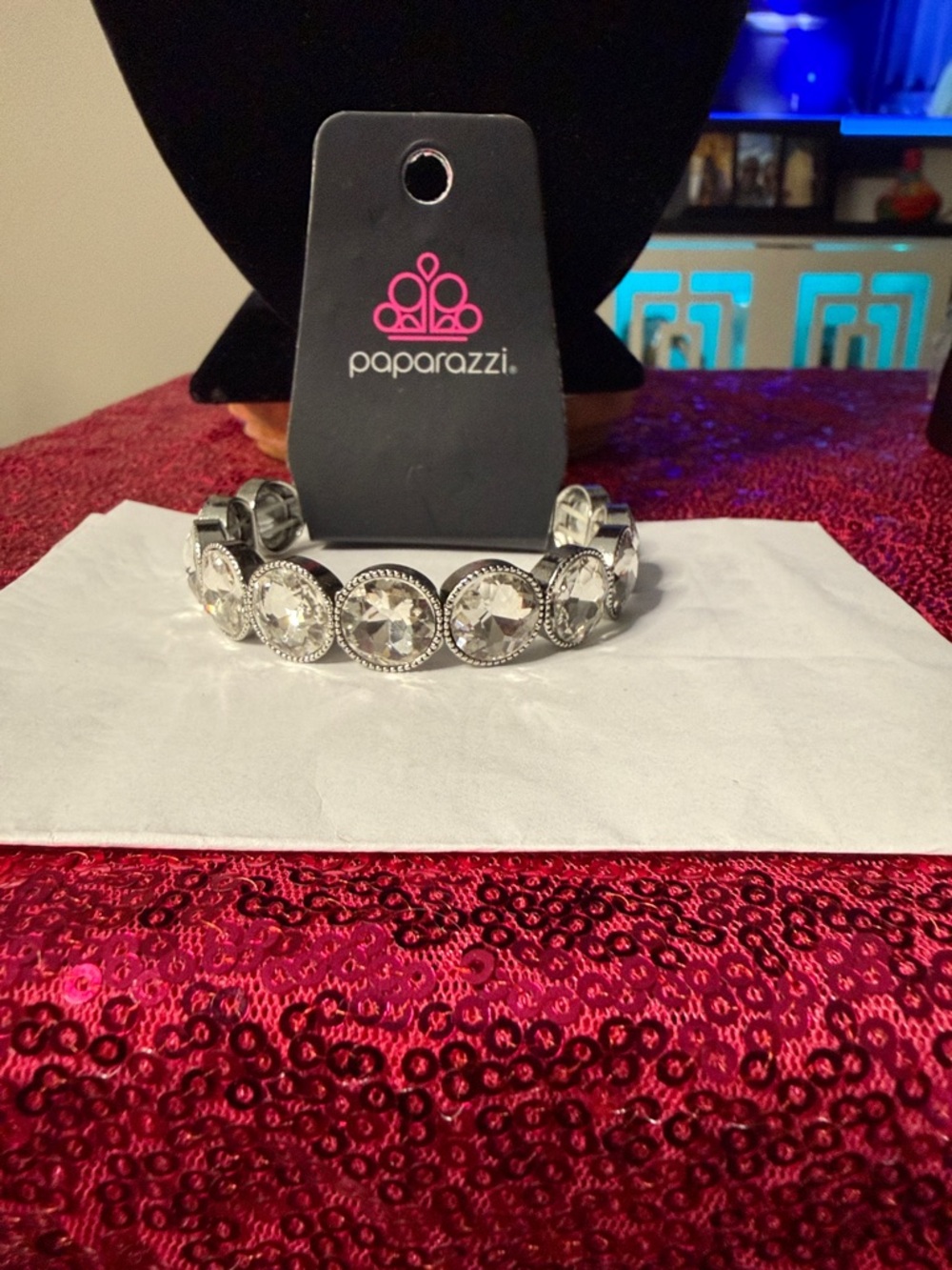 Paparazzi Silver Clear Crystal Stretch Bracelet